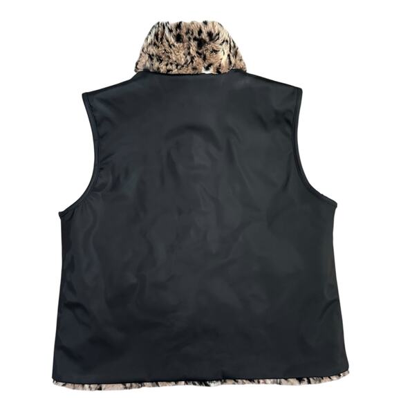 East 5th Women’s Reversible Faux Fur Leopard Print Black Vest Size Large - Picture 4 of 9